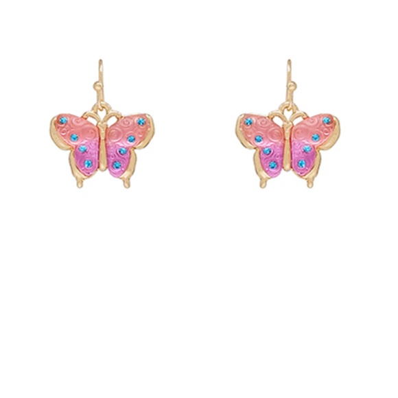 Butterfly & Rhinestone Drop Earrings - Picture 1 of 1